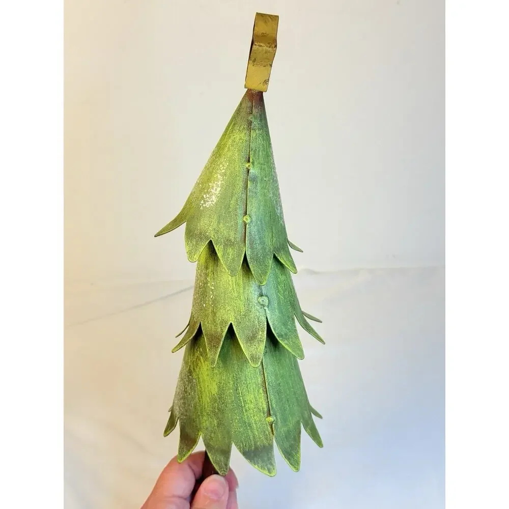 15” Rustic Primitive Metal Christmas Tree Jungle Bell Farmhouse Country Holiday